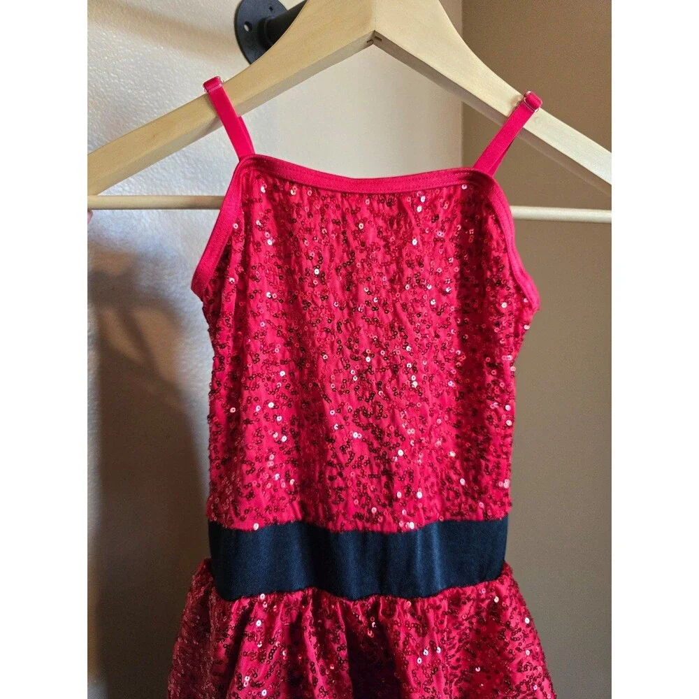 Weissman child‎ size medium one piece dance costume with red sequins